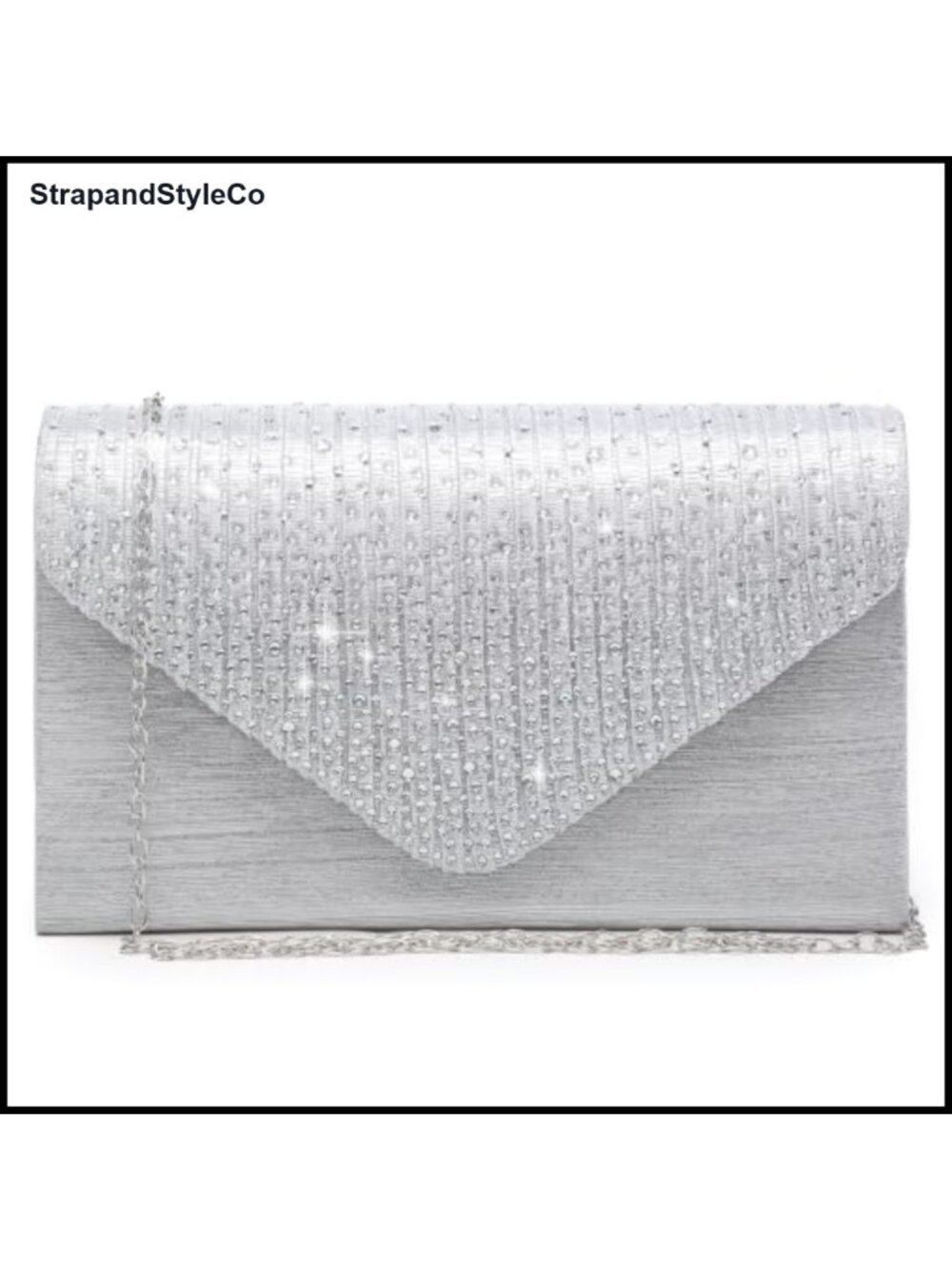 Rhinestone Frosted Satin Evening Clutch Purse